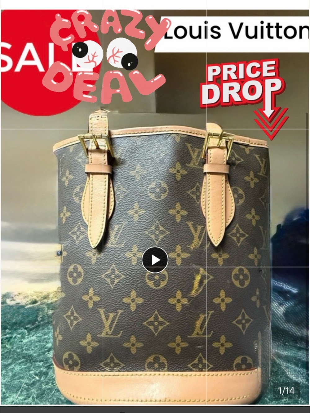 Louis Vuitton Monogram Bucket Bag in Brown and Tan Leather Trim